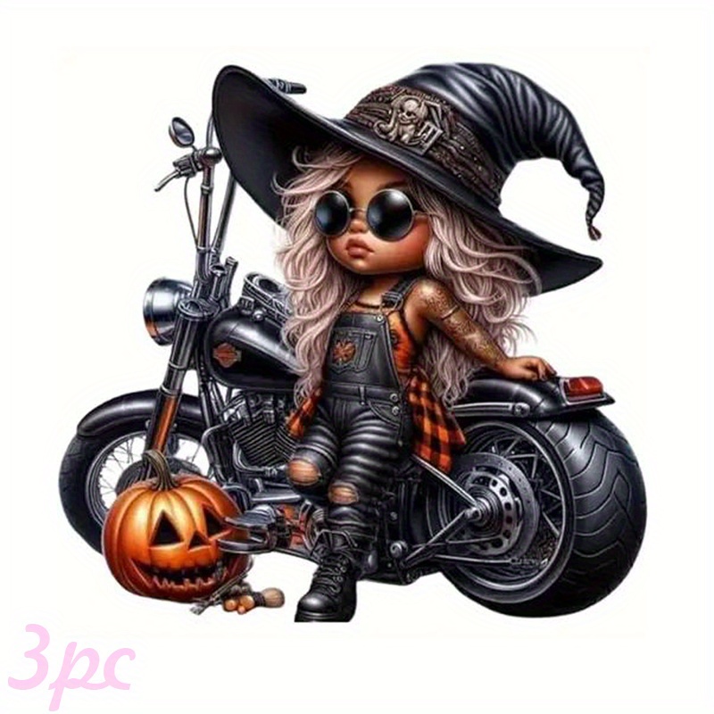 Iron On Patch - Witch on Motorcycle Halloween Iron-On Patch