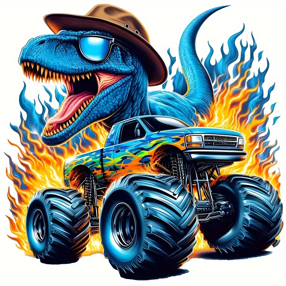 Iron On Patch - Dragon Hunter Monster Truck Heat Transfer