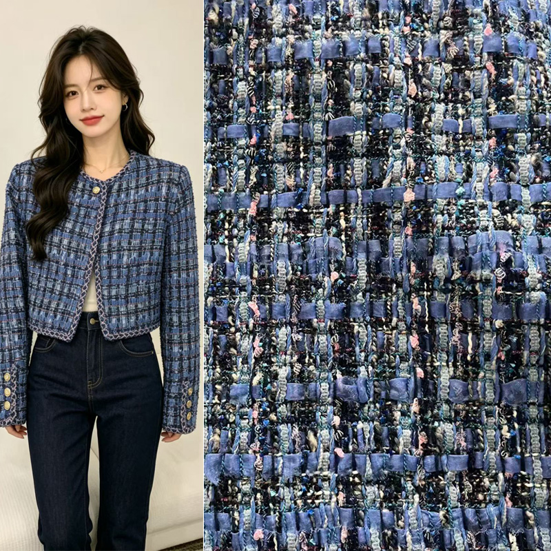 Blue Yarn-dyed Heavy Industry  - Sewing Tweed Fabric recension och pris
