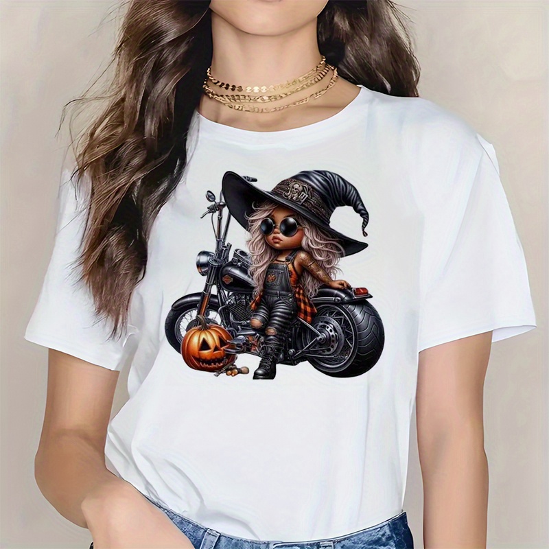 Witch on Motorcycle Halloween  - Iron On Patch recension och pris