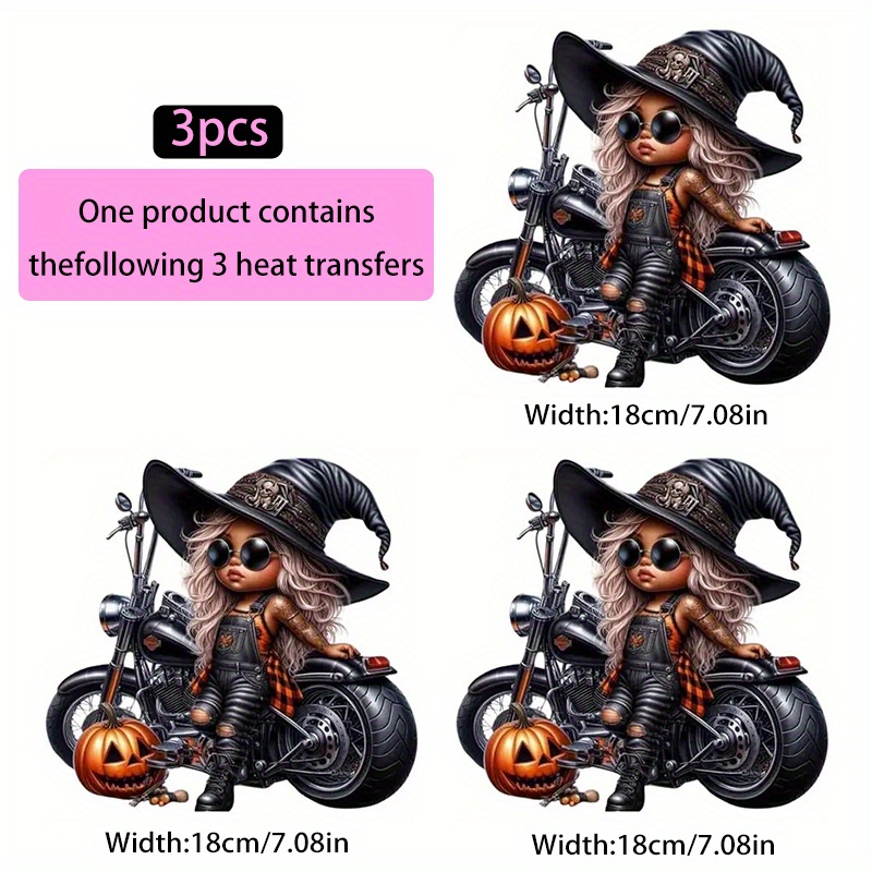 Witch on Motorcycle Halloween  - Iron On Patch recension och pris
