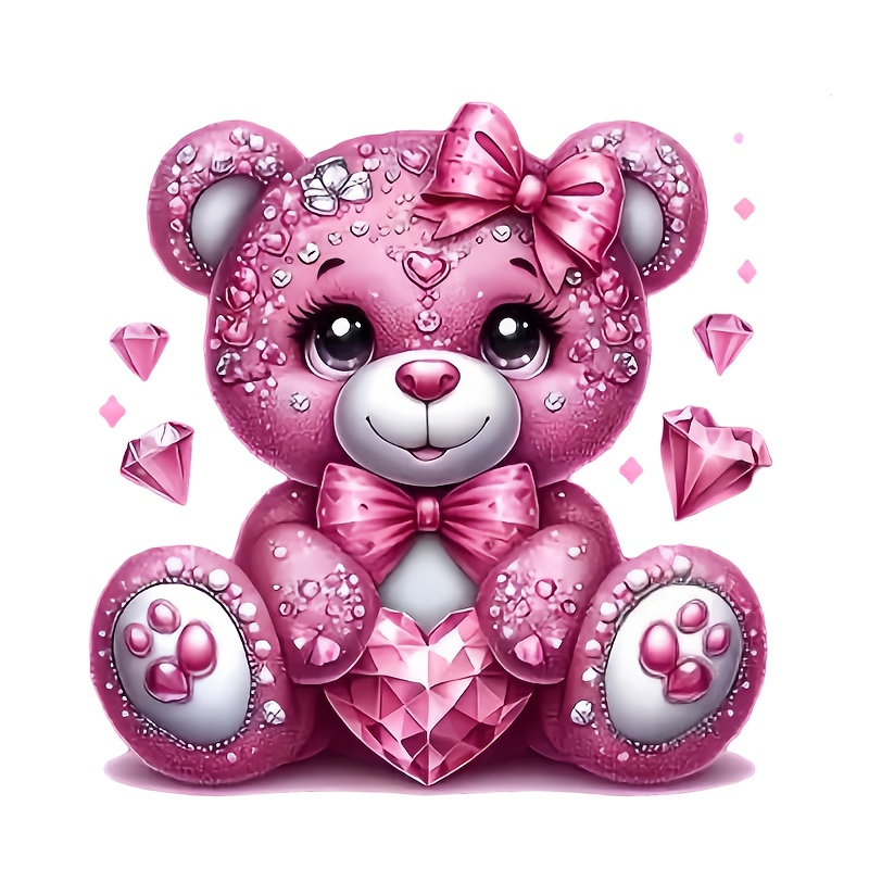 Pink Diamond Bear Heat Transfe - Iron On Patch recension och pris