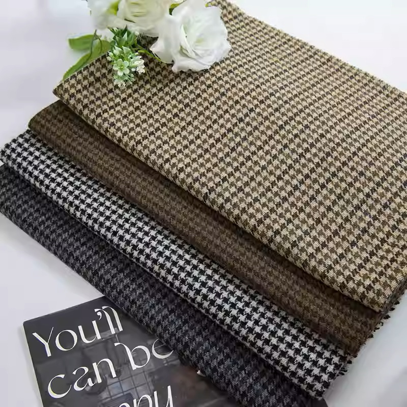 Light Coffee Small Houndstooth - Sewing Tweed Fabric recension och pris