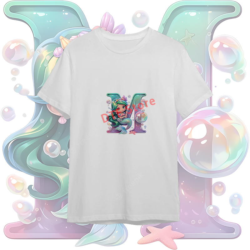 Cartoon Mermaid A-Z English Al - Iron On Patch recension och pris
