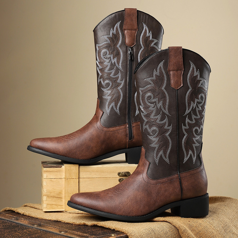 NEW Men High Boots Embroidery  - Sewing Embroidery Fabric recension och pris