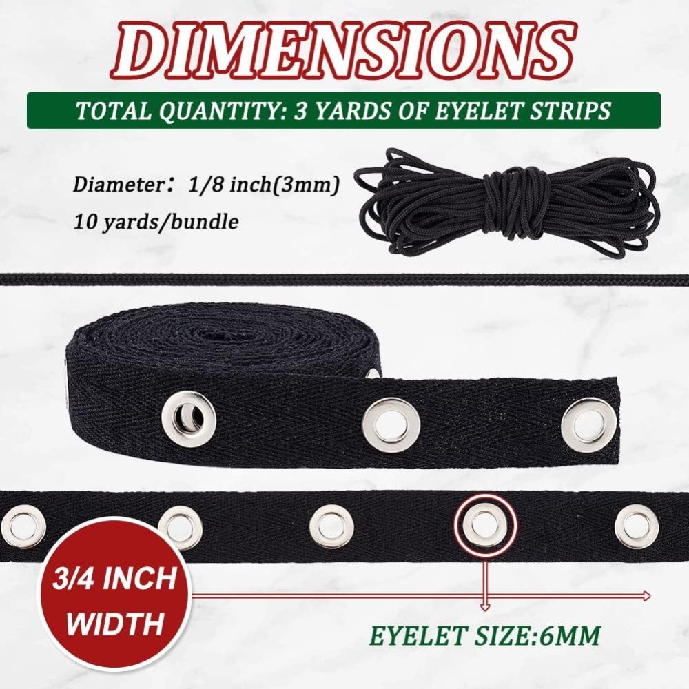 3 Yards Eyelet Tape Trim Black - Sewing Eyelet Fabric recension och pris